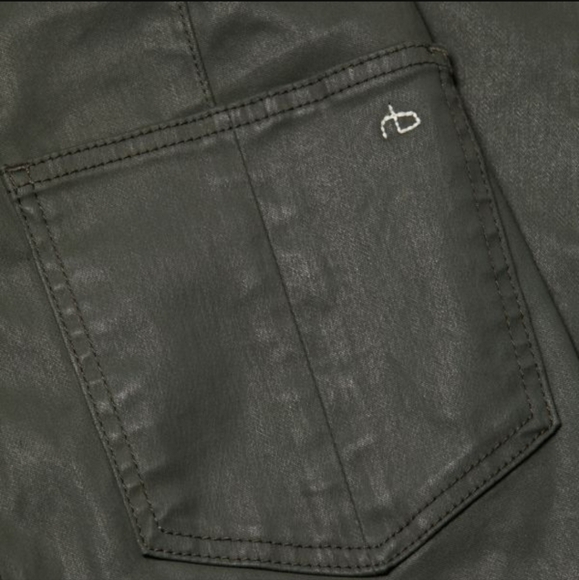 RAG & BONE Coated Pull On Highrise Jeans Pants Cotton Stretch Army Green S 4 - Picture 4 of 14
